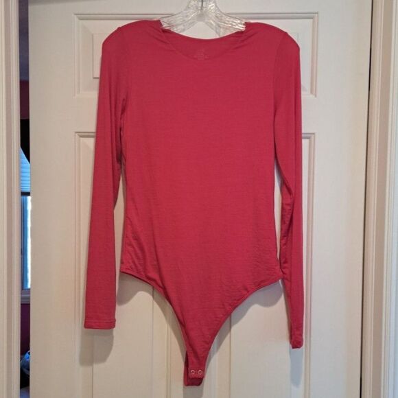 Woolx Sophia Womens Size M Pink Wool Tencel Blend Long Sleeve Bodysuit Top - Picture 1 of 12